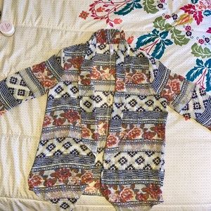 Xhilaration White/Blue/Red/Orange Sheer Kimono/Cardigan Size S